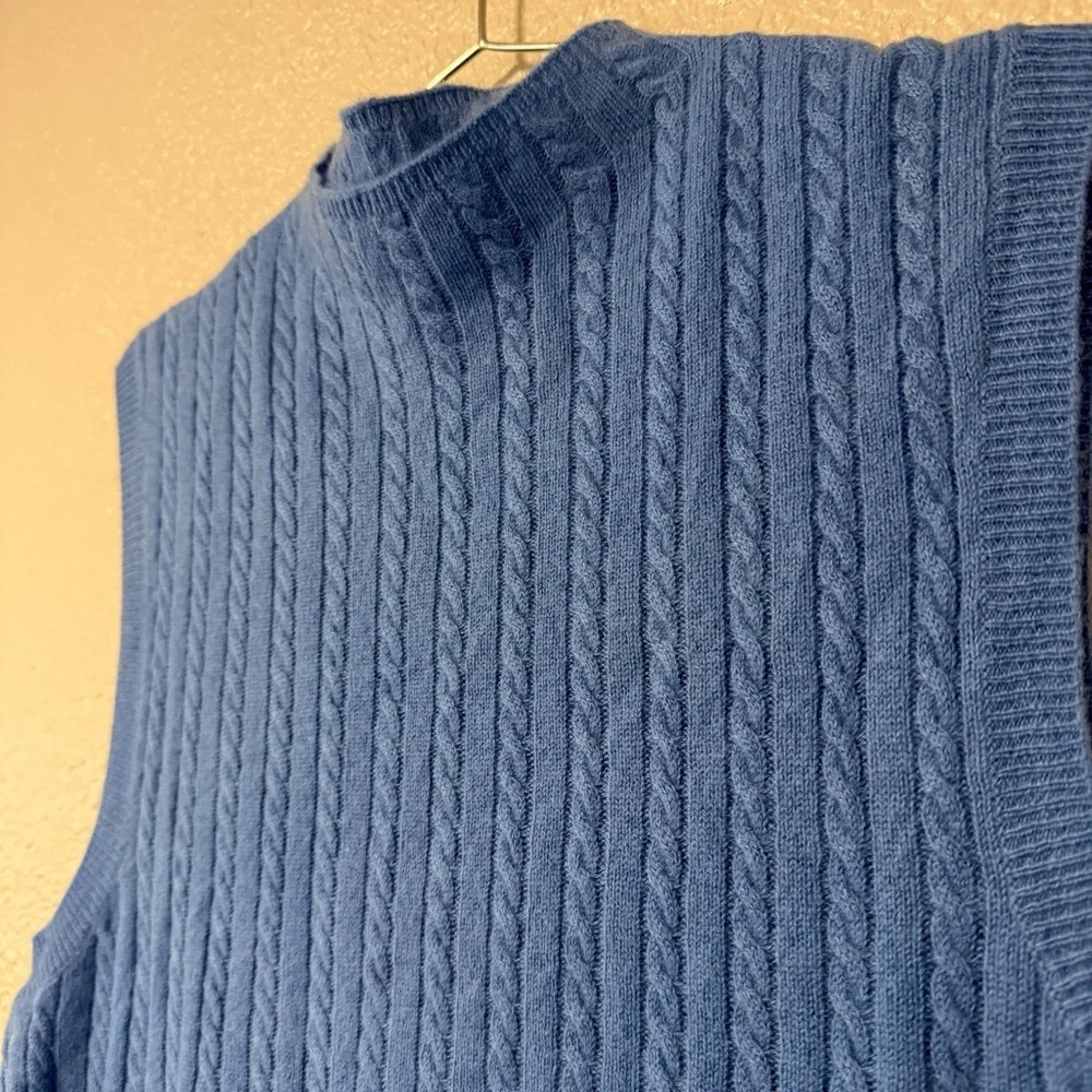 NWOT Veronica Beard Letitia Cable Cashmere Sweater Vest Blue Mockneck S Spring - Picture 6 of 10